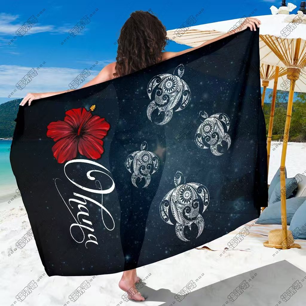 Ohana 部落海龟扶桑花纱笼 人造棉材质纱笼定制