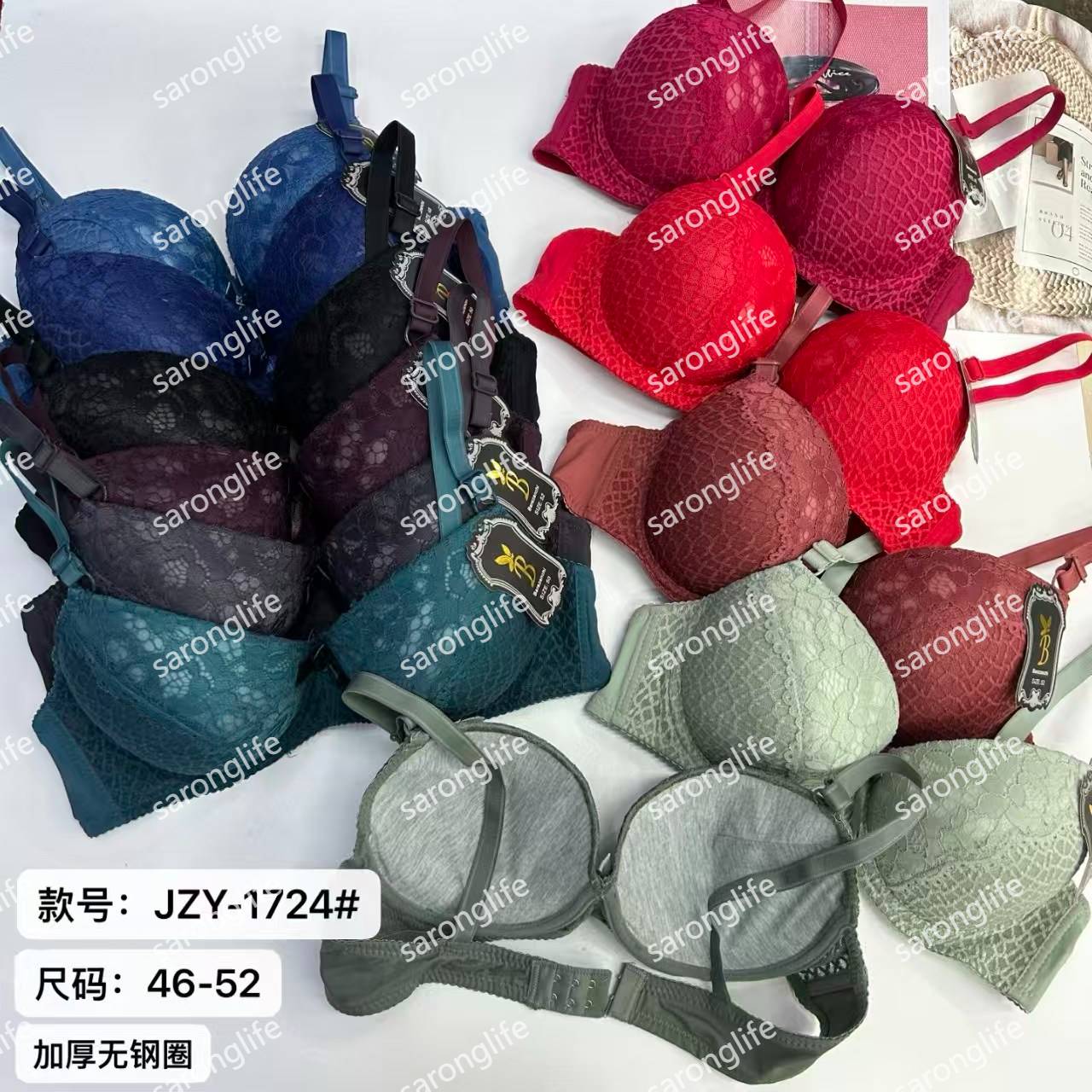 女士文胸外贸出口中东非洲女士大码加厚蕾丝蝴蝶结有钢圈情趣文胸