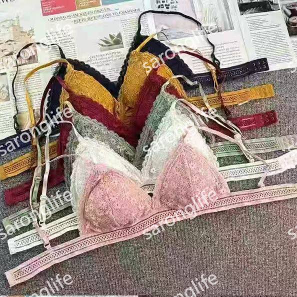 3302#库存舒适小雏菊文胸蕾丝钩花小胸三角杯内衣女无钢圈