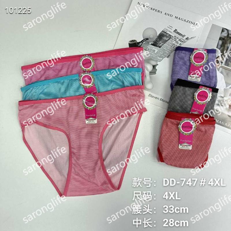 内裤外贸款牛奶丝印花女士内裤细条纹三角裤女热销非洲大码女内裤