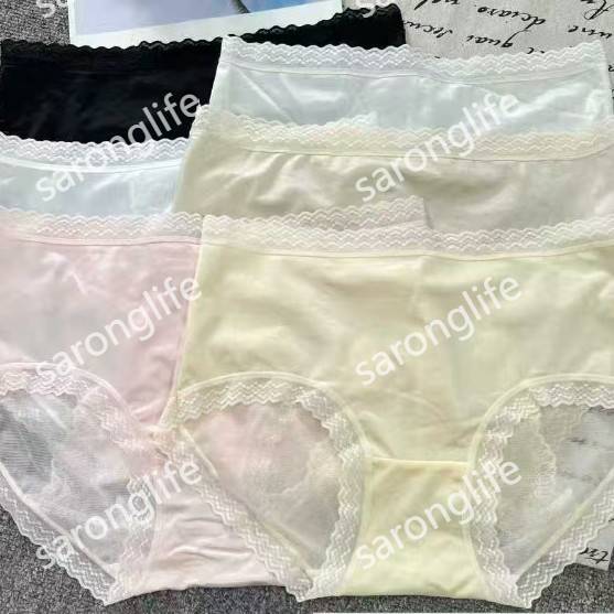 外贸出口欧美非洲轻奢缎面内裤女中腰新款无痕桑蚕丝裆蕾丝三角