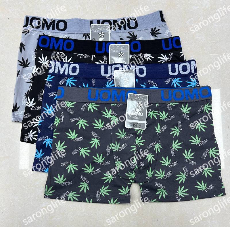 外贸出口欧美非洲现货库存印花邻色字母边印花男士透气平角内裤。