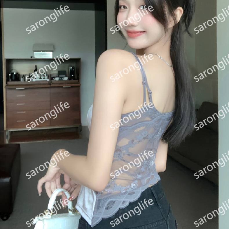 性感法式丝丝眷恋洋气内搭丝绒拼接蕾丝荋胸垫抹胸吊带库存背心